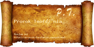 Prorok Teofánia névjegykártya